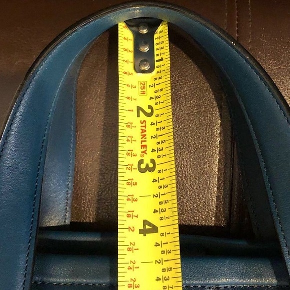 MARC JACOBS Turquoise Leather Top Handle Crossbody Tote Gold Hardware LUNA - Picture 14 of 17